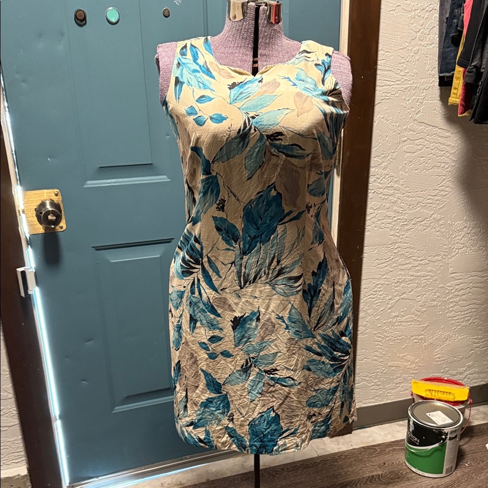 Izod Blue and Tan Floral Mini Dress